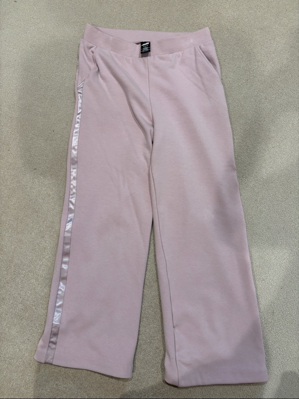 Avia Pastel Pink Wide Leg Track Pants with Satin Side Stripe